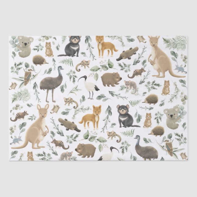 Papel De Seda Bela-verde australiano Menino de Animais Australia (Frente )