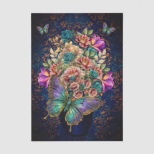 Papel De Seda Belas Flores de Jardim em Aquarela Decoupage
