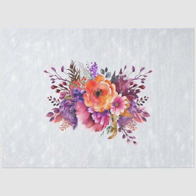 Papel De Seda Belas Flores de Jardim em Aquarela Decoupage (Frente )