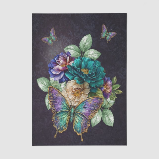 Papel De Seda Belas Flores de Jardim em Aquarela Decoupage (Frente )