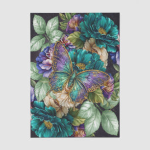 Papel De Seda Belas Flores de Jardim em Aquarela Decoupage