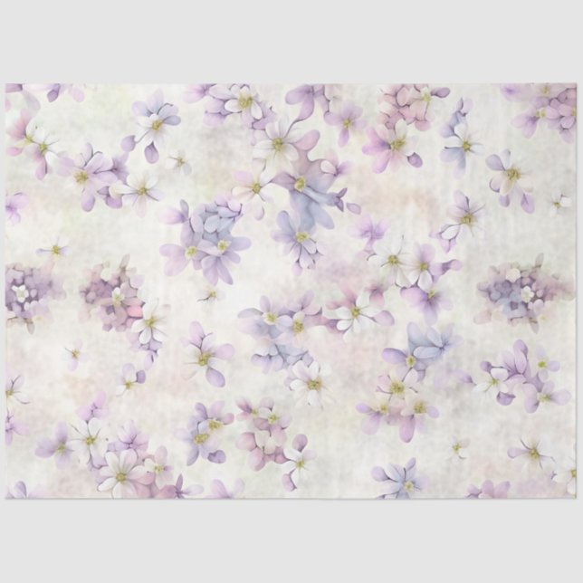 Papel De Seda Belas Flores Roxas (Frente )
