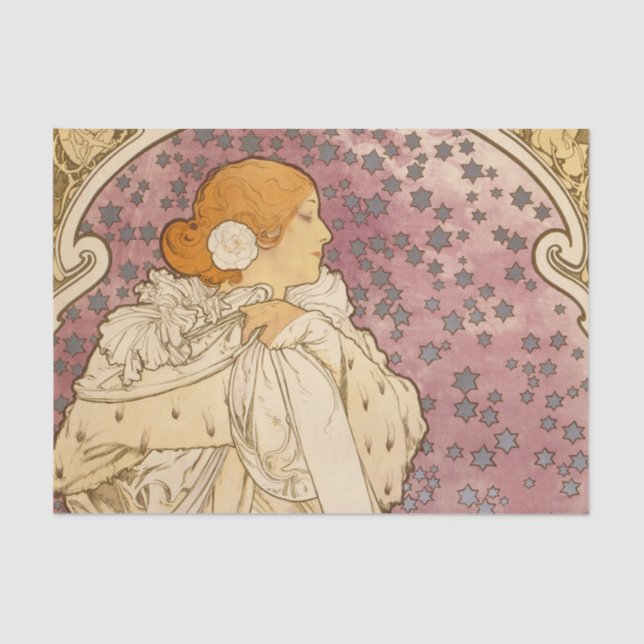 Papel De Seda Beleza da Mulher Mucha Art Nouveau (Frente )