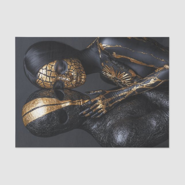 Papel De Seda Beleza Preta e Dourada10 (Frente )