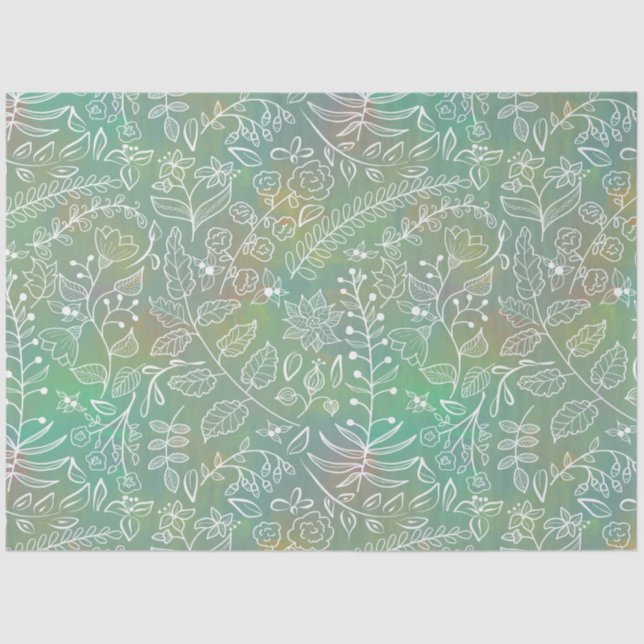 Papel De Seda Belo Boho Botânico Dreamage Sage Green (Frente )