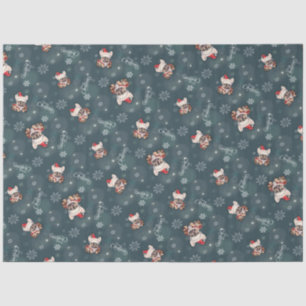 Papel De Seda Belo Bulldog Francês Santa Hat Feliz Natal