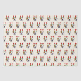 Papel De Seda Belo Bulldog Inglês com Reindeer Hat - Natal