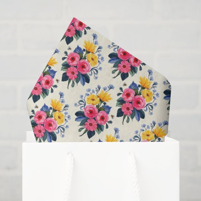 Papel De Seda Belo Buquê de Primavera (Sacola de presentes)