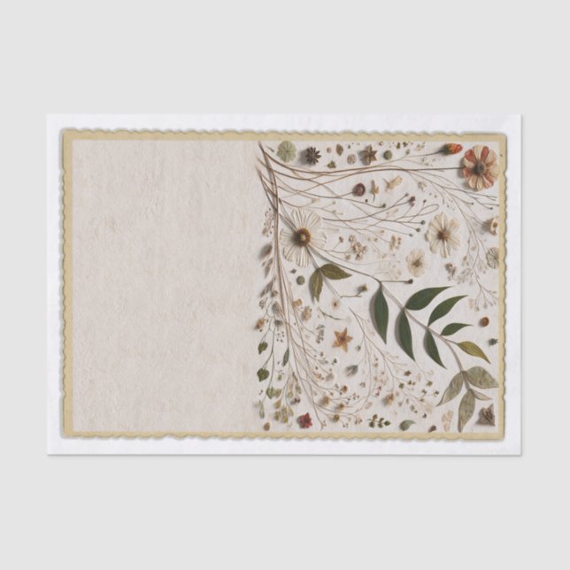 Papel De Seda Belo Casamento de Flores Botânicas e Folhas da Nat (Frente )