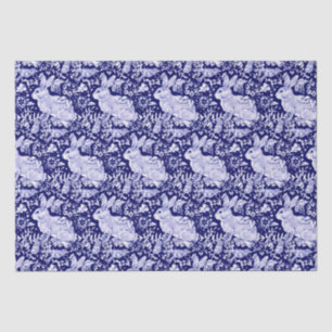 Papel De Seda Belo Coelho Azul e Branco Dedham Delft