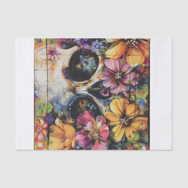 Papel De Seda Belo crânio Flor4 (Frente )