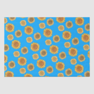 Papel De Seda Belo Elegante Boho Farmhouse Amarelo Azul Girasso