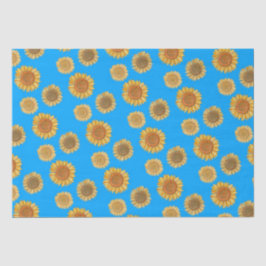 Papel De Seda Belo Elegante Boho Farmhouse Amarelo Azul Girassol