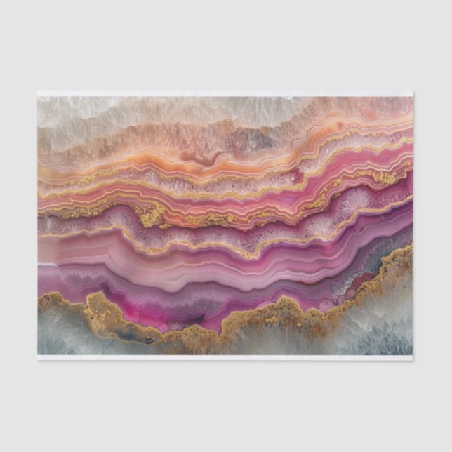 Papel De Seda Belo geode de cristal agata em rosa e ouro (Frente )