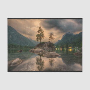 Papel De Seda Belo lago de montanha na fotografia da noite