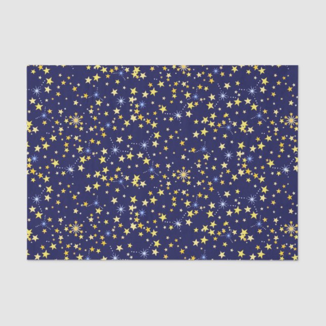 Papel De Seda Belo Marinho Azul Padrão Celestial Divertido Adorá (Frente )
