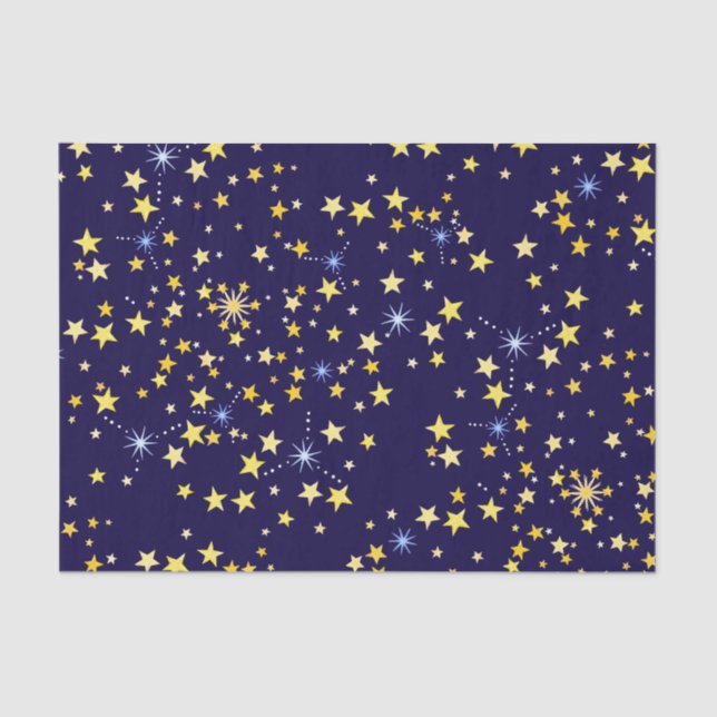 Papel De Seda Belo Marinho Azul Padrão Celestial Divertido Adorá (Frente )
