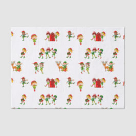 Papel De Seda Belo Natal Verde Elfos com Presentes