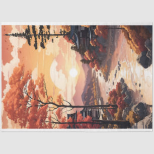 Papel De Seda Belo Outono Ao Sol Pelo Rio