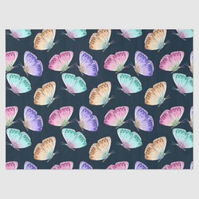 Papel De Seda Belo Padrão de Borboleta de Aquarela (Frente )