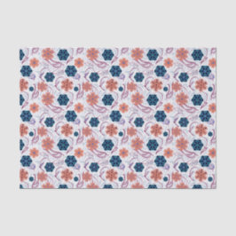 Papel De Seda Belo padrão floral moderno - branco