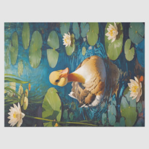 Papel De Seda Belo Pato Na Decoupage De Pond