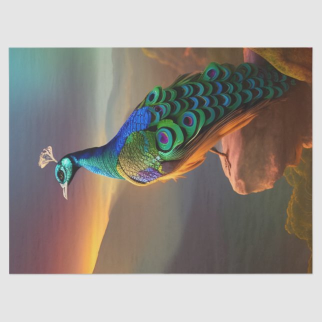 Papel De Seda Belo Pavão Saúda o Dia (Frente )