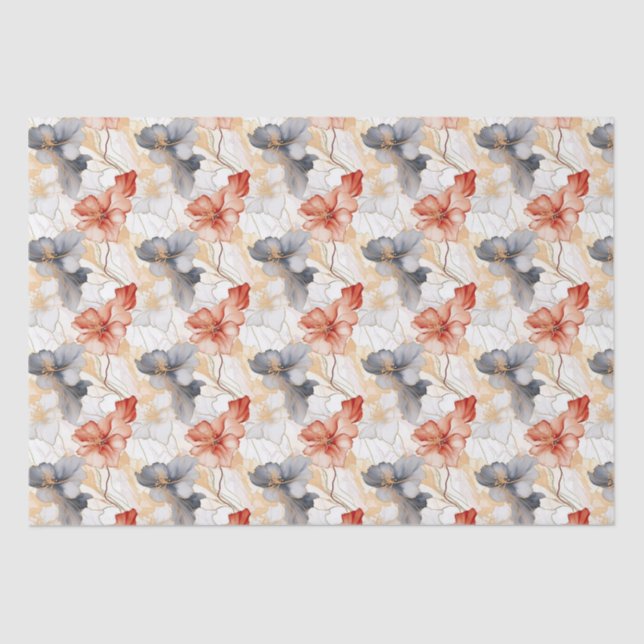 Papel De Seda Belo Peach Blue Floral (Frente )