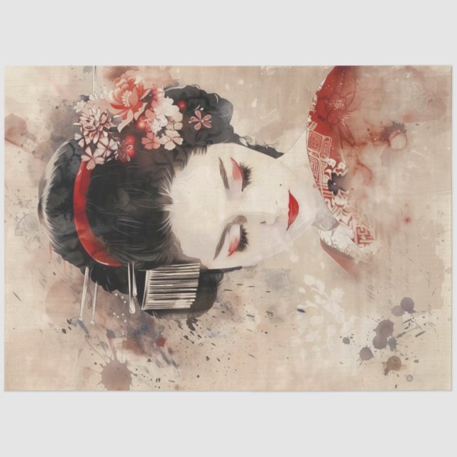 Papel De Seda Belo retrato Geisha (Frente )