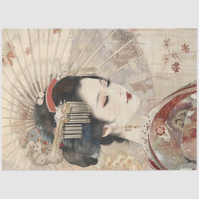Papel De Seda Belo retrato Geisha (Frente )
