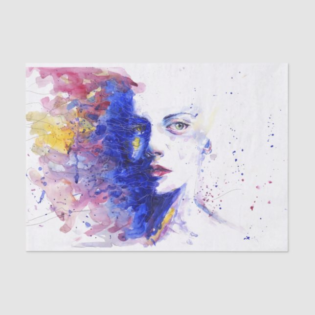 Papel De Seda Belo retrato pintura de Abstrato feminino (Frente )