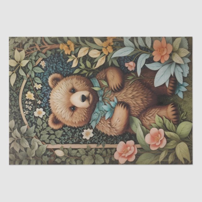 Papel De Seda Belo Urso Castanho William Morris Inspirou (Frente )