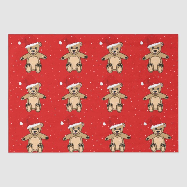 Papel De Seda Belo Urso de Teddy com Natal Vermelho (Frente )