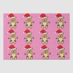 Papel De Seda Belo Urso de Teddy com o Natal Rosa