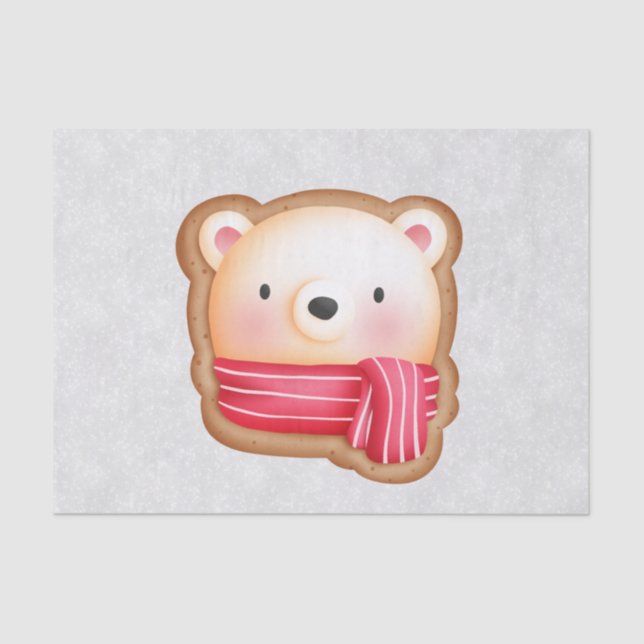 Papel De Seda Belo Urso Enfrentado Vermelho Scarf e Cheeks Rosad (Frente )