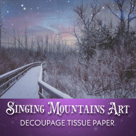 Papel De Seda Belos bosques nevados decoupage de inverno rústico