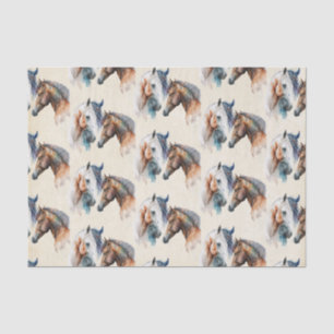 Papel De Seda Belos Cavalos - Padrão Boho Ocidental
