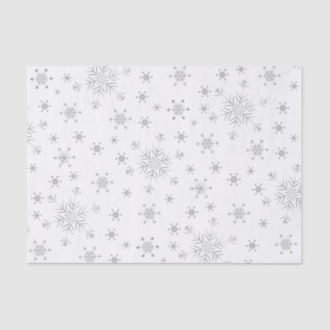 Papel De Seda Belos Flocos de Neve de Natal Silver (Frente )
