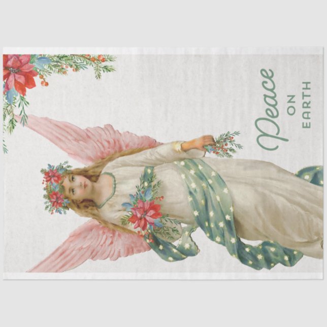 Papel De Seda Belos Natais vintages Angel Decoupage (Frente )