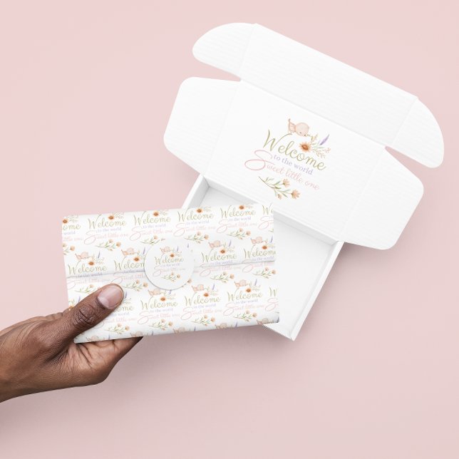 Papel De Seda Bem-Vindo Ao Documento Tecidual Mundial (Welcome a special little on into the world with this adorable tissue paper! Matching collection! )