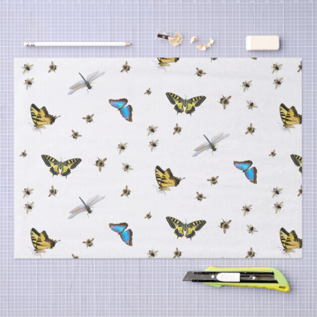 Papel De Seda Beneficial Garden Insects Pattern (Arte )