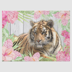 Papel De Seda Bengal Tiger Floral Tropical Palm Decoupage