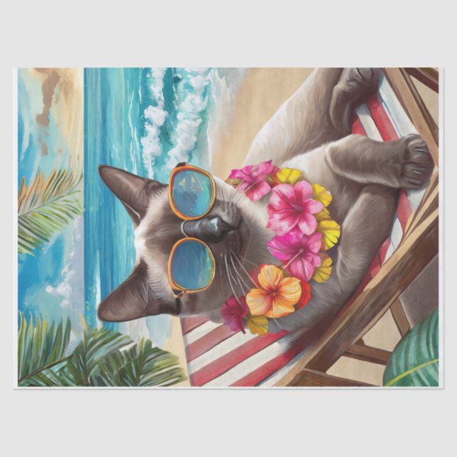 Papel De Seda Bennigan Absorve Raios, Gato Siames Beach (Frente )