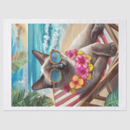 Papel De Seda Bennigan Soaks up Rays, Beachy Siamese Cat