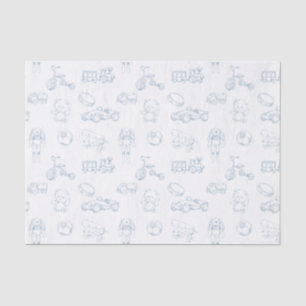 Papel De Seda Berçário Vintage Azul Toile de Jouy