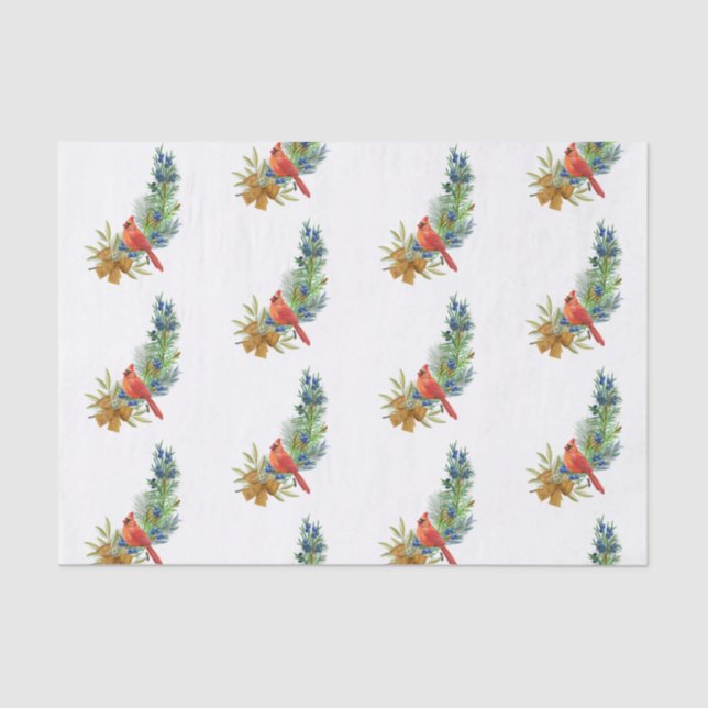 Papel De Seda Berries Azul-Cardinha Natal (Frente )