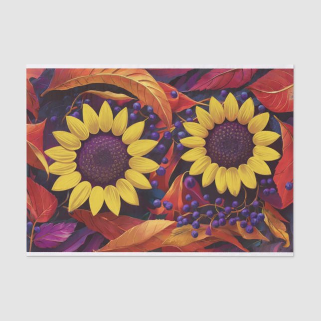 Papel De Seda Berries girassol e púrpura, Jardim do outono (Frente )