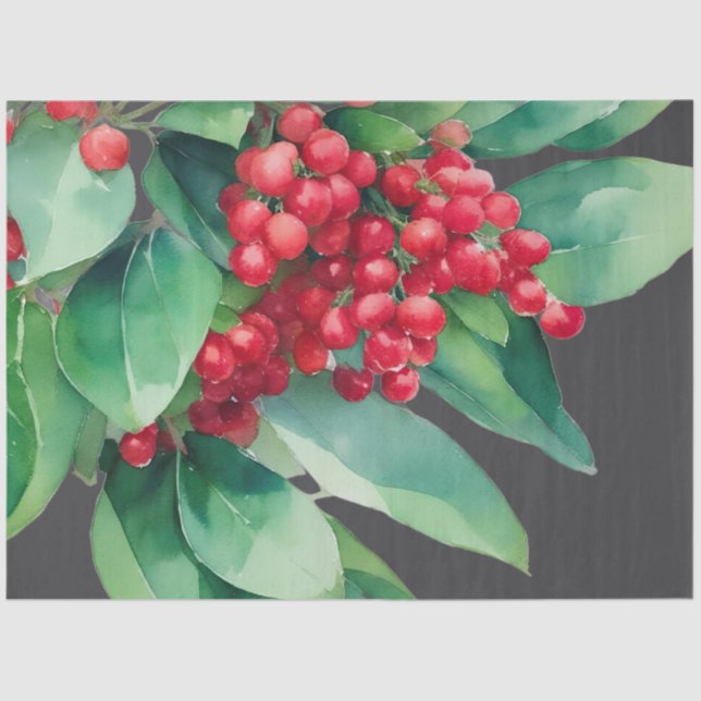 Papel De Seda Berries Ververgreen de Natal (Frente )