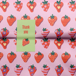 Papel De Seda Berry Illustrated Strawberry