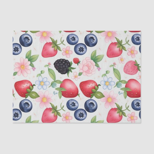 Papel De Seda Berry Strawberry Festa de aniversário para ela (Frente )